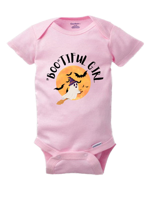 Boo-tiful Girl Cute Baby Onesie - Adorable Halloween-inspired Infant Apparel 1