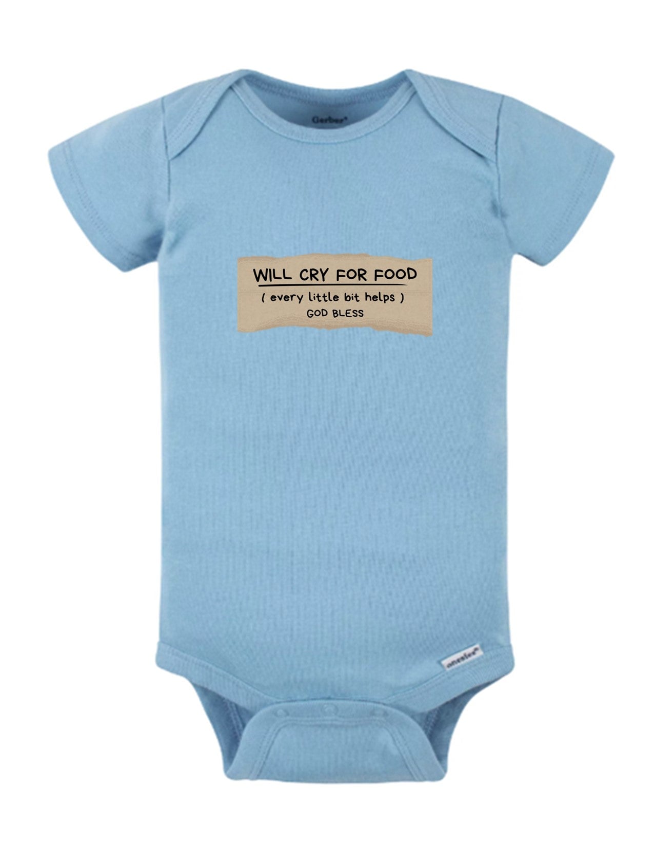 Hilarious Baby Onesie: 'Will Cry For Food' – Cute and Funny Infant Romper for a Dash of Humor 1